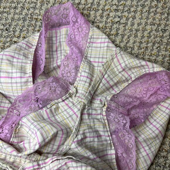 Cute vintage y2k low rise gingham plaid mini/ micro lace shorts - Picture 6 of 6